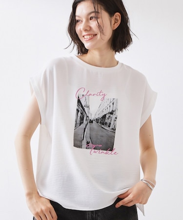 【ひんやり/防しわ/UV/吸水速乾】さらりと軽やかに着られる プリントTシャツ