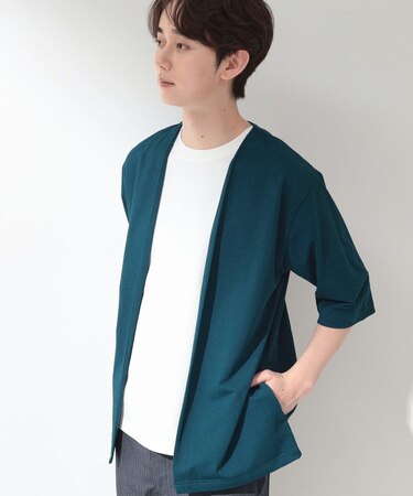 メッシュ五分袖カーディガン＋半袖Tシャツ セットアイテム 洗濯機OK