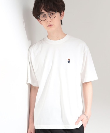 クマ刺繍 半袖Tシャツ 洗濯機OK