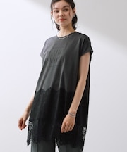 レース切替 ロングTシャツ