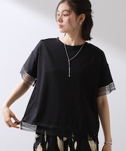 【インせず着られる】モチーフレース切替Tシャツ