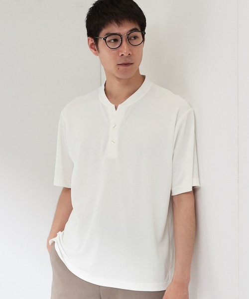 サラッと軽い着心地に。】BO-NO HENLEY TEE/ボーノヘンリーネック T