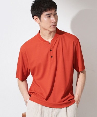 【サラッと軽い着心地に。】BO-NO HENLEY TEE/ボーノヘンリーネック Tシャツ　吸水速乾/洗濯機OK