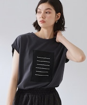 オーガンジー刺繍Tシャツ