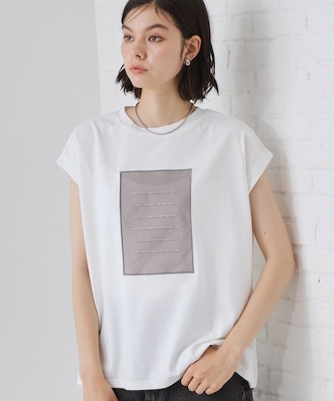 オーガンジー刺繍Tシャツ