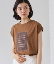 オーガンジー刺繍Tシャツ