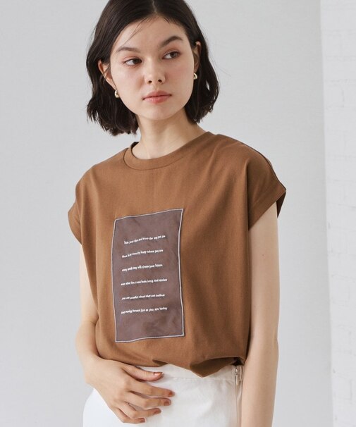 オーガンジー刺繍Tシャツ