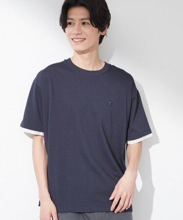 【マシンウォッシャブル】袖レイヤード半袖Tシャツ