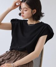 【ひんやり/汗じみ防止】ツイストアクセントトップス