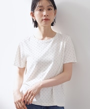 大人にちょうどいい チャーム付きドット柄Tシャツ