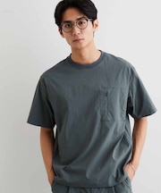 【接触冷感/洗濯機OK／セットアップ可】ナイロンストレッチ半袖Tシャツ
