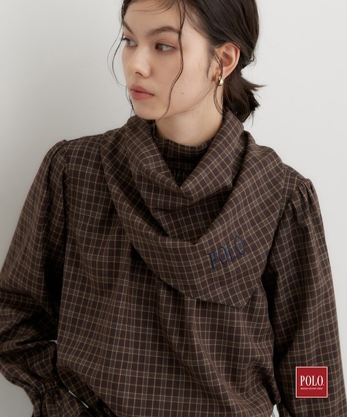 POLO BCS/チェックスカーフ付きブラウス