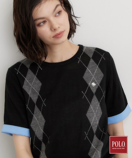 POLO BCS/アーガイル半袖ニット
