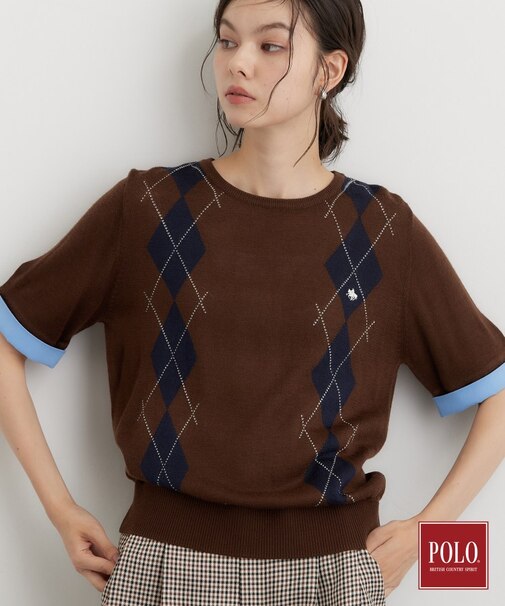 POLO BCS/アーガイル半袖ニット