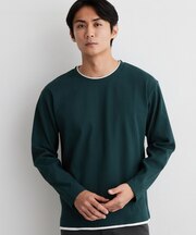 【洗濯機OK】ワッフル レイヤード 長袖Tシャツ