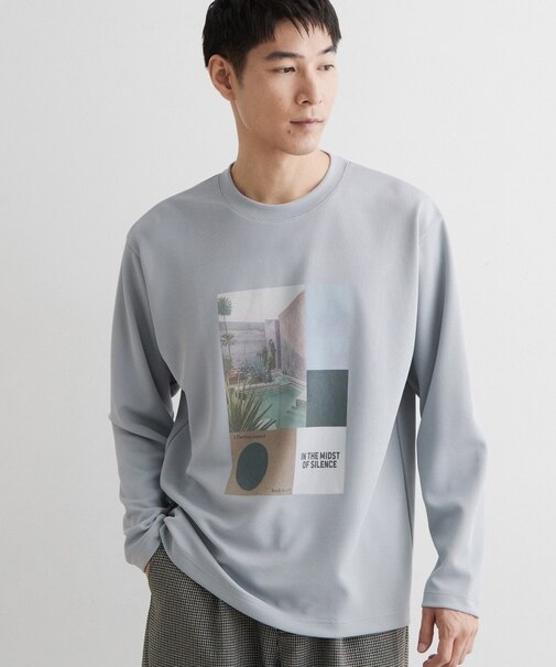 【洗濯機OK】ポンチ長袖フォト長袖Tシャツ