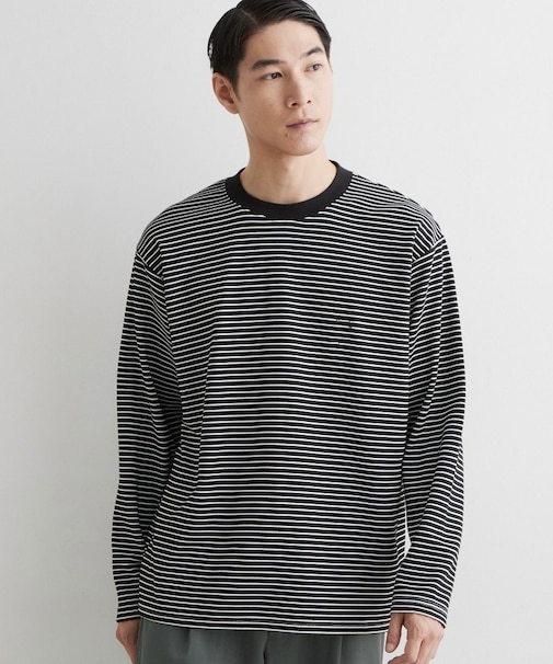 【洗濯機OK】リップルボーダー長袖Tシャツ