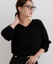 【毛玉・静電気防止/7色/洗える】上品見えVネックニット～KINOCO～