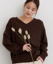 【毛玉・静電気防止/7色/洗える】上品見えVネックニット～KINOCO～