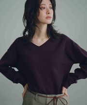 【毛玉・静電気防止/7色/洗える】上品見えVネックニット～KINOCO～