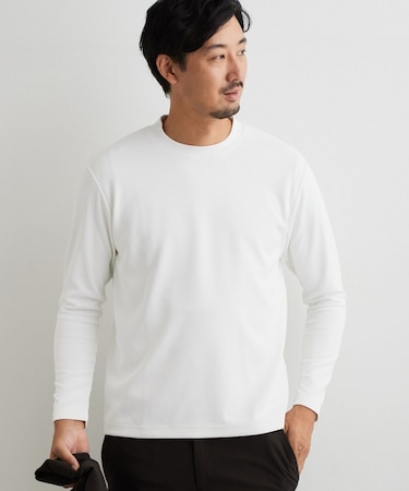 【ジャケットインにおすすめ】ビジネス長袖Tシャツ 洗濯機OK／襟高
