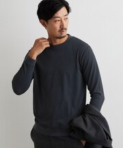 【ジャケットインにおすすめ】ビジネス長袖Tシャツ 洗濯機OK／襟高