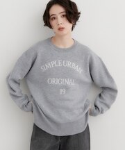 【洗える】もちもちジャカードロゴニット