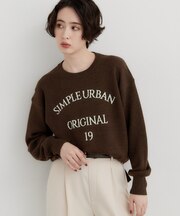 【洗える】もちもちジャカードロゴニット