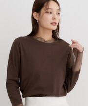 チュールドット切替カットソー