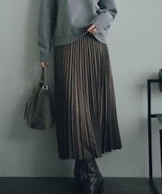 【洗える】格上げサテンプリーツスカート