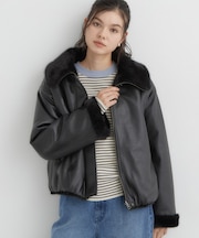 【洗えるアウター】気分で楽しむ レザー×ファーリバーシブルブルゾン