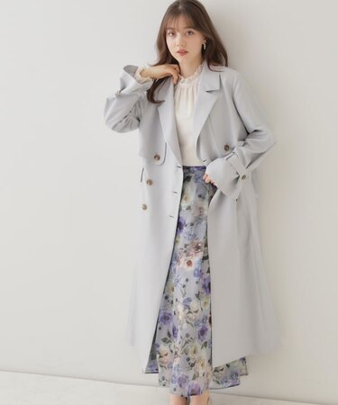 【撥水・通勤・大人可愛い】ロングトレンチ