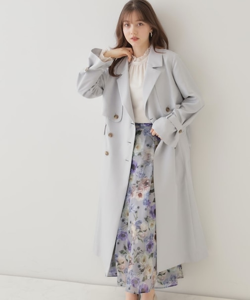 【撥水・通勤・大人可愛い】ロングトレンチ