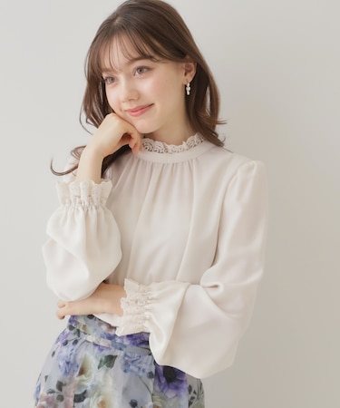 【ほろ甘・大人カワイイ】エンブロレース2WAYブラウス