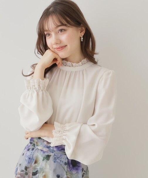 【ほろ甘・大人カワイイ】エンブロレース2WAYブラウス