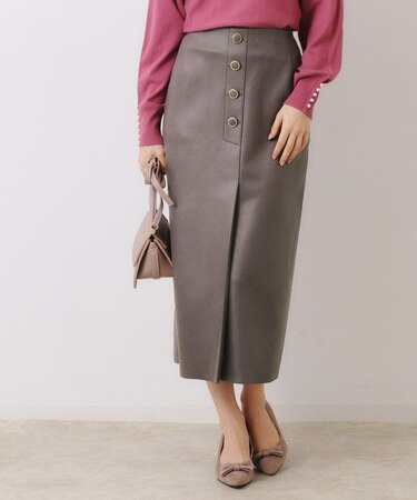 【体のラインを拾いにくい・お仕事にも】マシュマロスエード調タイト