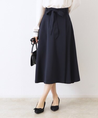 【きれいめ・美脚効果・通勤】ネオシャンブルラップ風スカート