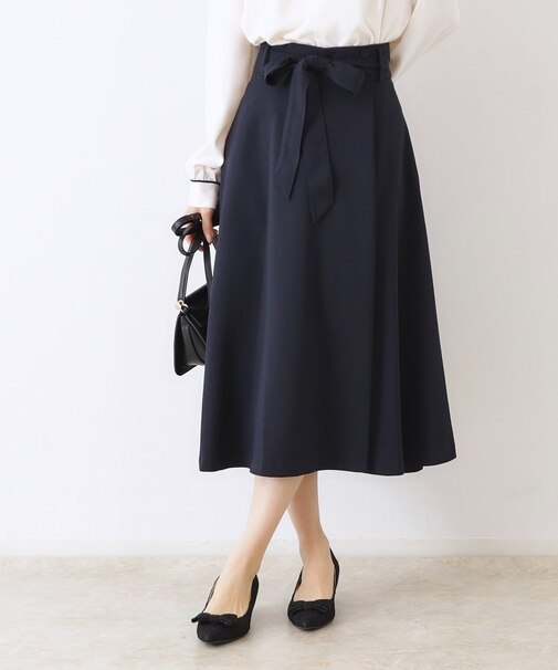 【きれいめ・美脚効果・通勤】ネオシャンブルラップ風スカート