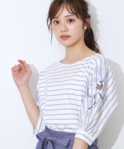 【接触冷感・洗える・UV機能付き・二の腕カバー】デイジー＆リボン エンブロドルマントップス