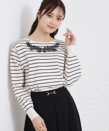 【大人可愛い・通勤】フラワーエンブロニット