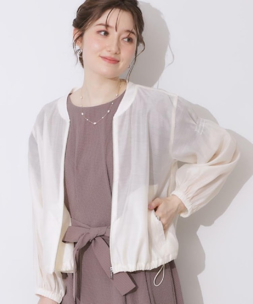 【マシンウォッシャブル・シアー】袖シャーリングシアーブルゾン