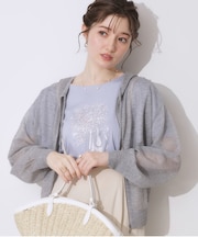 【上品な透け感・大人カジュアル】シアージップアップフーディー