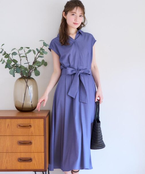 【美シルエット・通勤】シャンブレーシャツワンピース