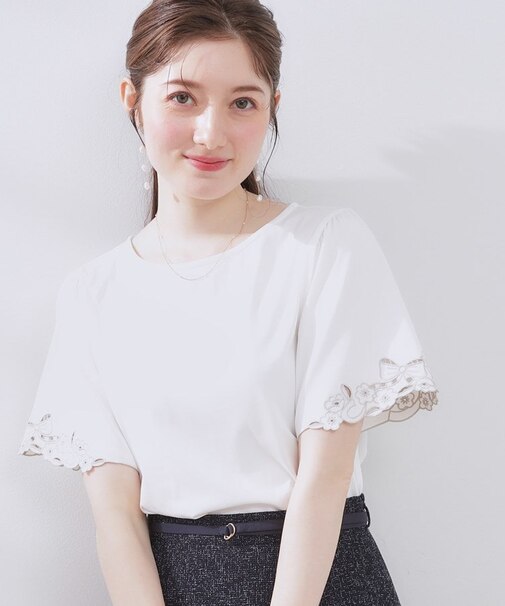 【接触冷感・UVカット】袖エンブロサイロコンパクトトップス