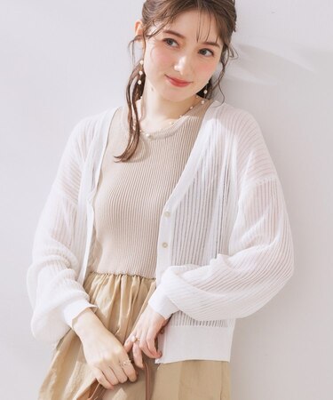 ラメリブVネックカーディガン