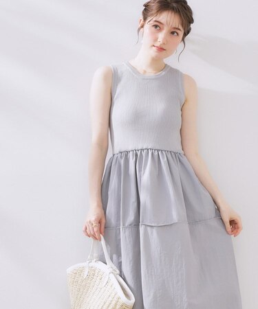 布帛ドッキングニットワンピース