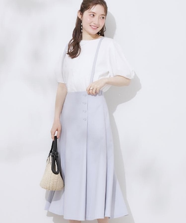 【2WAY・通勤・きれいめ】リネンライク サス付きスカート