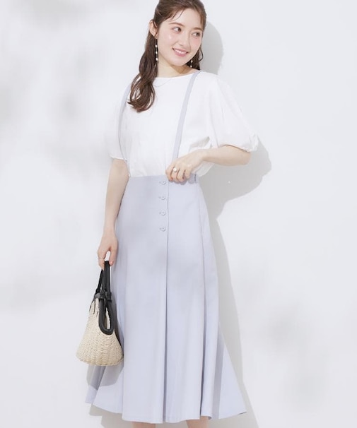 【2WAY・通勤・きれいめ】リネンライク サス付きスカート