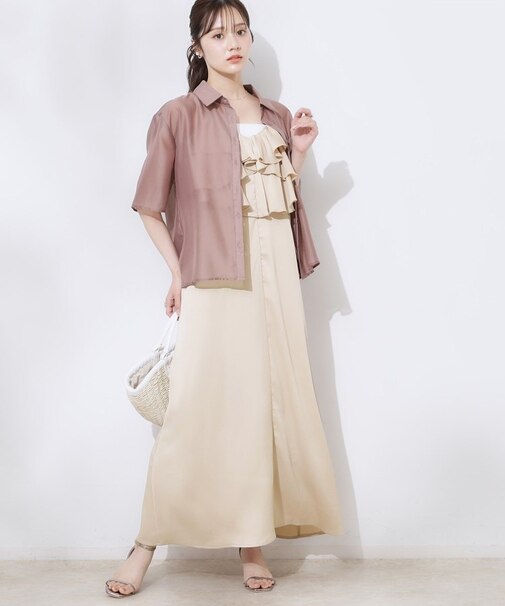 シワサテンラッフルキャミワンピース