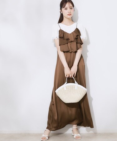 シワサテンラッフルキャミワンピース